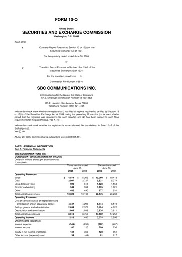 Thumbnail AT&T 10-Q Quarterly Report FY 