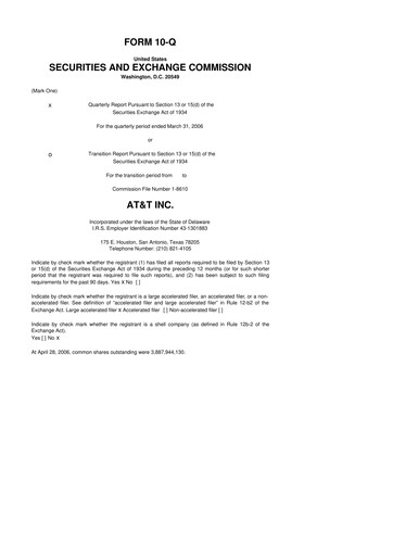 Thumbnail AT&T 10-Q Quarterly Report FY 