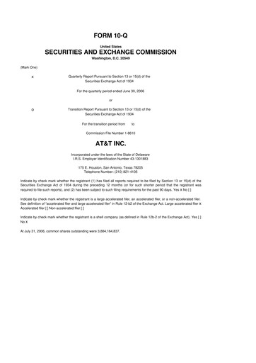 Thumbnail AT&T 10-Q Quarterly Report FY 