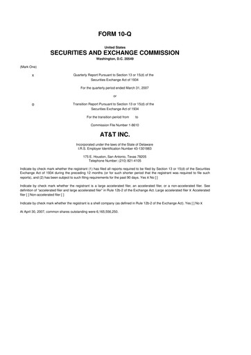 Thumbnail AT&T 10-Q Quarterly Report FY 