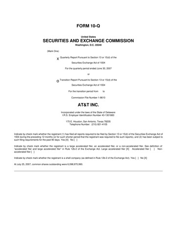 Thumbnail AT&T 10-Q Quarterly Report FY 