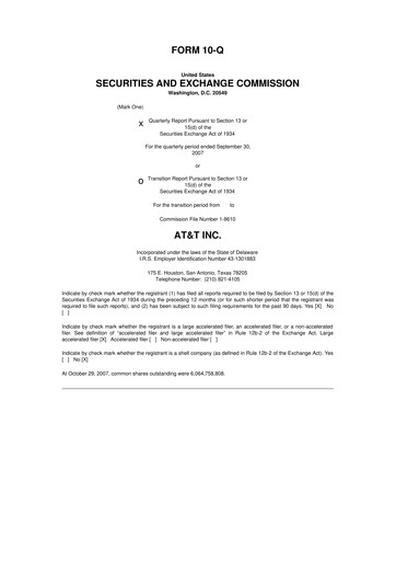 Thumbnail AT&T 10-Q Quarterly Report FY 