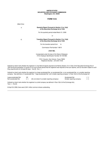 Thumbnail AT&T 10-Q Quarterly Report FY 