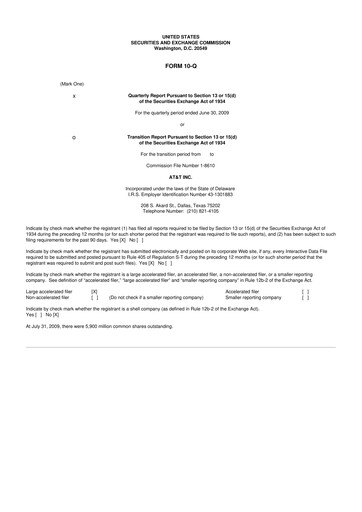 Thumbnail AT&T 10-Q Quarterly Report FY 