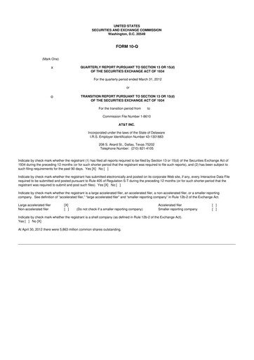 Thumbnail AT&T 10-Q Quarterly Report FY2012 