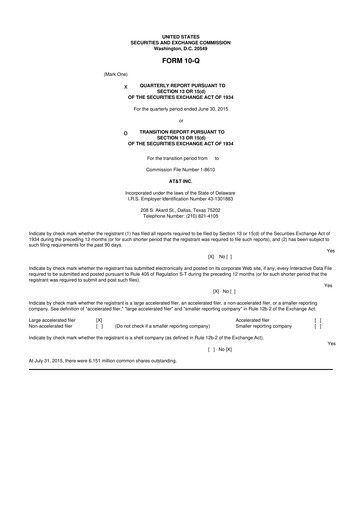 Thumbnail AT&T 10-Q Quarterly Report FY2015 