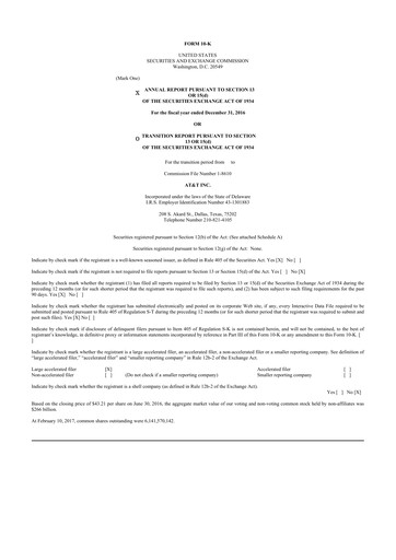 Thumbnail AT&T 10-K Annual Report 2016