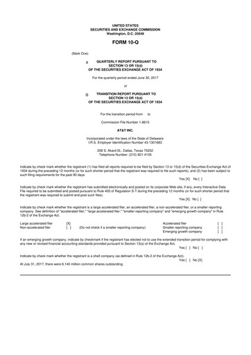 Thumbnail AT&T 10-Q Quarterly Report FY2017 