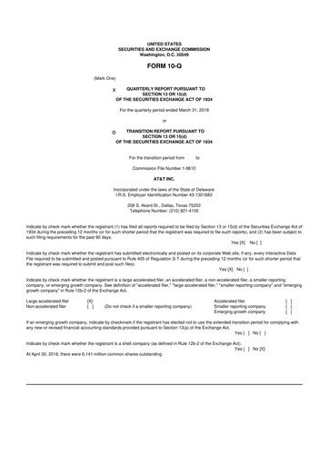 Thumbnail AT&T 10-Q Quarterly Report FY2018 