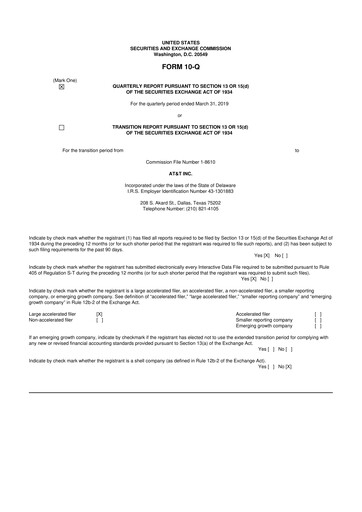 Thumbnail AT&T 10-Q Quarterly Report FY2019 