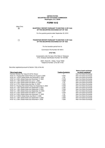Thumbnail AT&T 10-Q Quarterly Report FY2019 