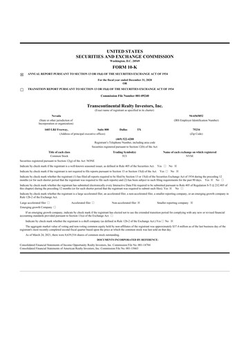 Thumbnail Transcontinental Realty Investors 10-K Annual Report 2020