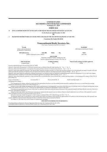 Thumbnail Transcontinental Realty Investors 10-K Annual Report 2024