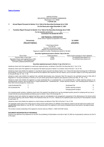 Thumbnail CNB Financial Corp 10-K Annual Report 2021