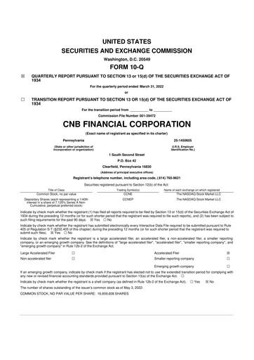 Thumbnail CNB Financial Corp 10-Q Quarterly Report FY2022 