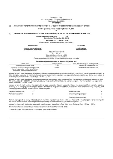 Thumbnail CNB Financial Corp 10-Q Quarterly Report FY2025 