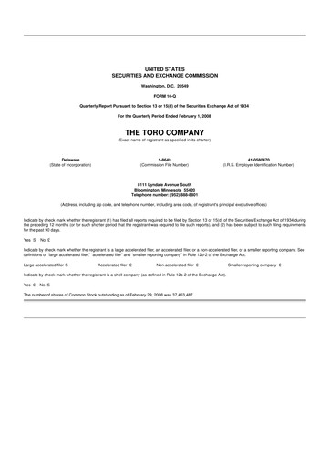 Thumbnail The Toro Company
 10-Q Quarterly Report FY 