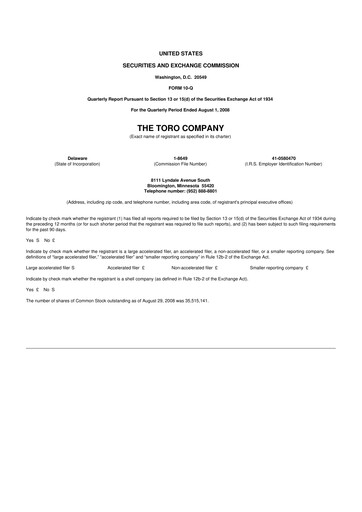 Thumbnail The Toro Company
 10-Q Quarterly Report FY 