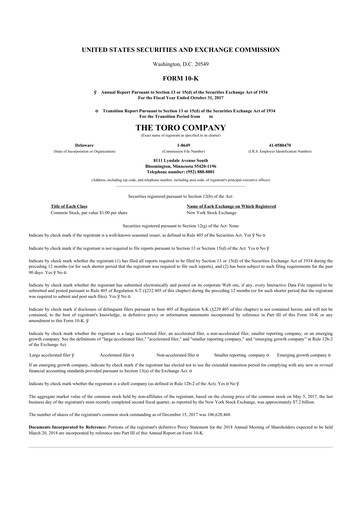 Thumbnail The Toro Company
 10-K Annual Report 2017