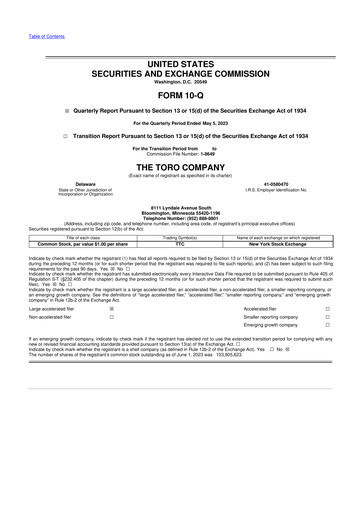 Thumbnail The Toro Company
 10-Q Quarterly Report FY2023 