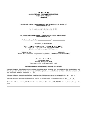 Vorschaubild Citizens Financial Services 10-Q Quartalsbericht  