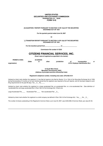 Vorschaubild Citizens Financial Services 10-Q Quartalsbericht  