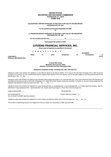 Vorschaubild Citizens Financial Services 10-Q Quartalsbericht  