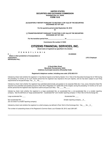 Vorschaubild Citizens Financial Services 10-Q Quartalsbericht  