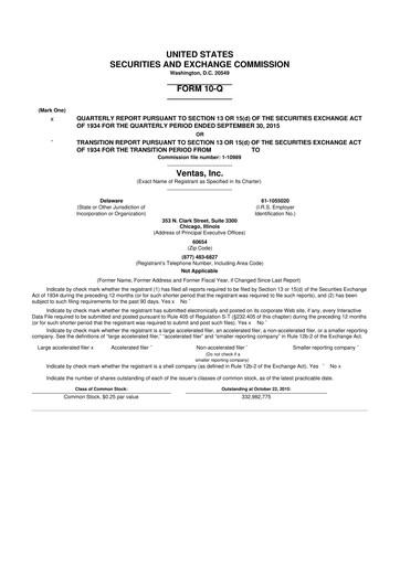 Thumbnail Ventas 10-Q Quarterly Report FY2015 