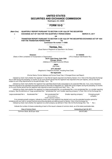 Thumbnail Ventas 10-Q Quarterly Report FY2017 