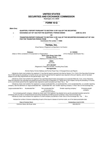 Thumbnail Ventas 10-Q Quarterly Report FY2018 