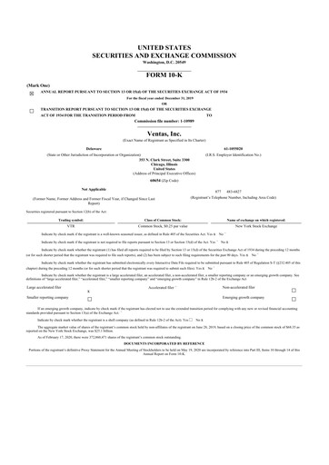 Thumbnail Ventas 10-K Annual Report 2019