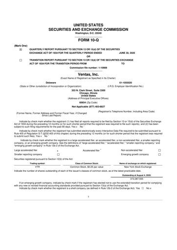 Thumbnail Ventas 10-Q Quarterly Report FY2020 