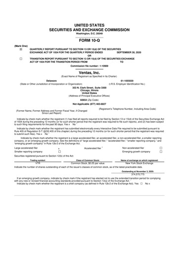 Thumbnail Ventas 10-Q Quarterly Report FY2020 