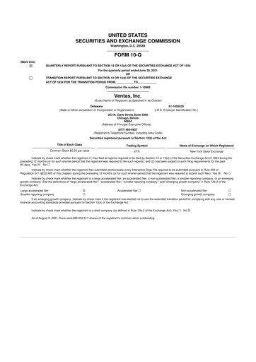 Thumbnail Ventas 10-Q Quarterly Report FY2021 