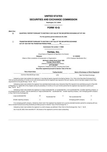 Thumbnail Ventas 10-Q Quarterly Report FY2025 