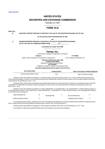 Thumbnail Ventas 10-Q Quarterly Report FY2025 