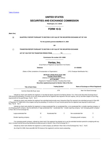Vorschaubild Ventas 10-Q Quartalsbericht  