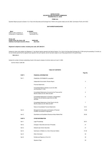 Vorschaubild Bar Harbor Bankshares

 10-Q Quartalsbericht  