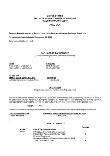 Vorschaubild Bar Harbor Bankshares

 10-Q Quartalsbericht  