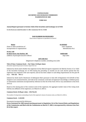 Thumbnail Bar Harbor Bankshares

 10-K Annual Report 