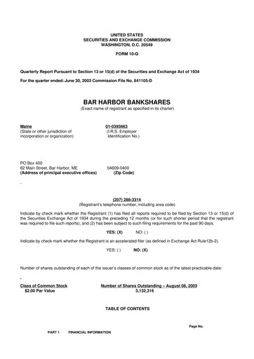 Vorschaubild Bar Harbor Bankshares

 10-Q Quartalsbericht  