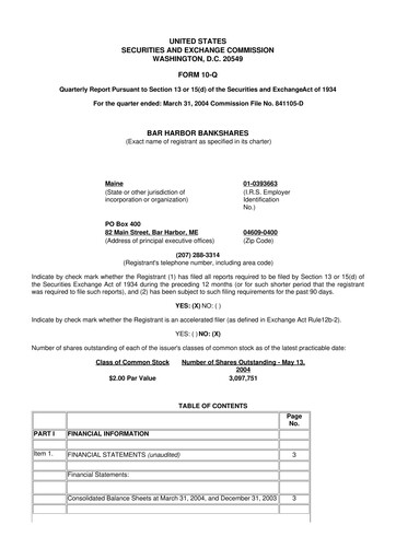 Vorschaubild Bar Harbor Bankshares

 10-Q Quartalsbericht  