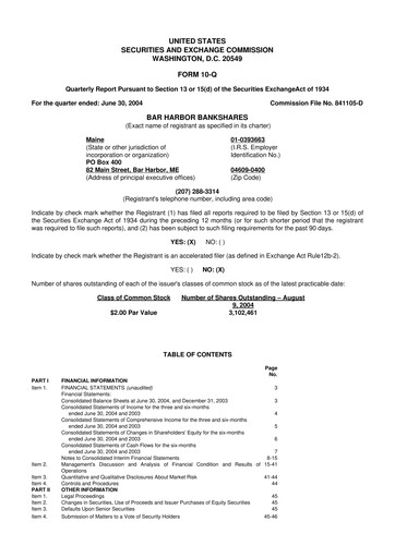 Vorschaubild Bar Harbor Bankshares

 10-Q Quartalsbericht  
