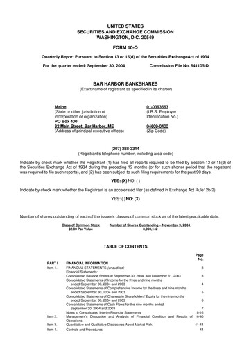 Vorschaubild Bar Harbor Bankshares

 10-Q Quartalsbericht  