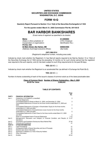 Vorschaubild Bar Harbor Bankshares

 10-Q Quartalsbericht  