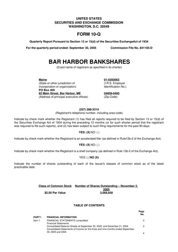 Vorschaubild Bar Harbor Bankshares

 10-Q Quartalsbericht  