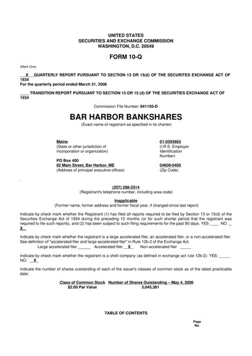 Vorschaubild Bar Harbor Bankshares

 10-Q Quartalsbericht  