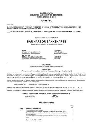 Vorschaubild Bar Harbor Bankshares

 10-Q Quartalsbericht  