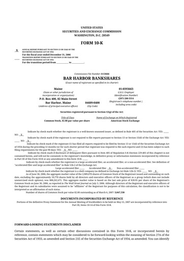 Thumbnail Bar Harbor Bankshares

 10-K Annual Report 